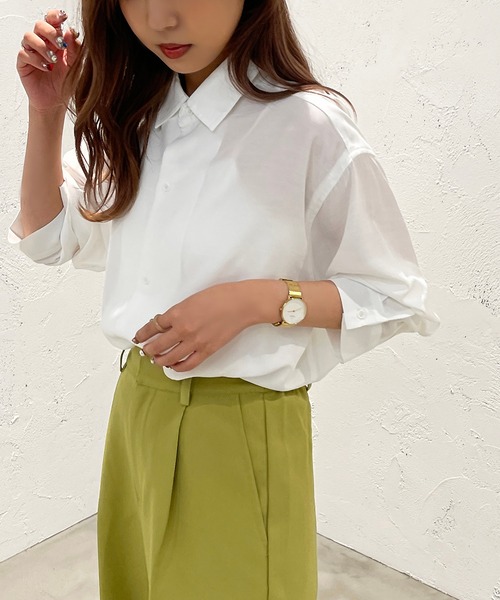 apres jour mignon(アプレジュールミニョン)の「カラーシャツ【ZOZOTOWN限定アイテム】(シャツ/ブラウス・レディース・ライトブルー/オフホワイト/ライトピンク/ライトパープル・X-LARGE/フリー)」の5枚目の写真