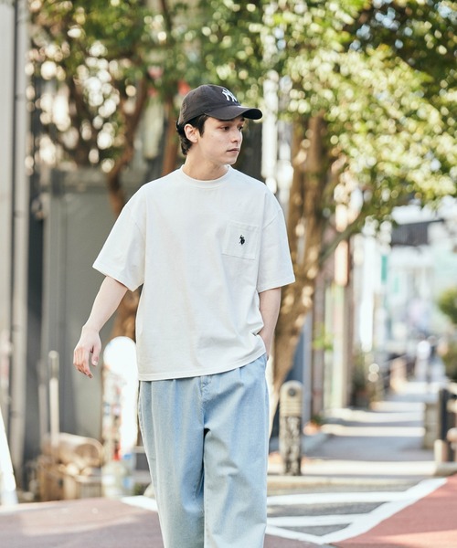 U.S. POLO ASSN.（ユーエスポロアッスン）の「∴WEGO/【WEB限定】U.S.POLO ASSN.別注ワンポイント刺繍BIGT（Tシャツ/カットソー・メンズ・ダークグリーン/ホワイト/グレー系その他/ブラック・MEDIUM/LARGE）」の18枚目の写真