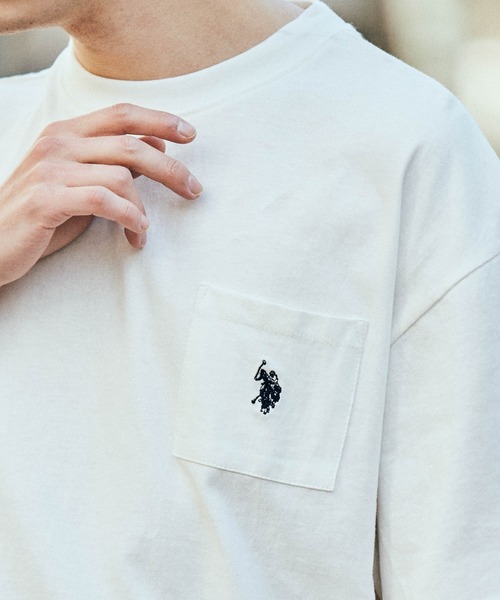 U.S. POLO ASSN.（ユーエスポロアッスン）の「∴WEGO/【WEB限定】U.S.POLO ASSN.別注ワンポイント刺繍BIGT（Tシャツ/カットソー・メンズ・ダークグリーン/ホワイト/グレー系その他/ブラック・MEDIUM/LARGE）」の20枚目の写真