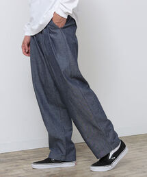 BEAMS | BEAMS / シャンブレー ワイド テーパード スラックス(スラックス)