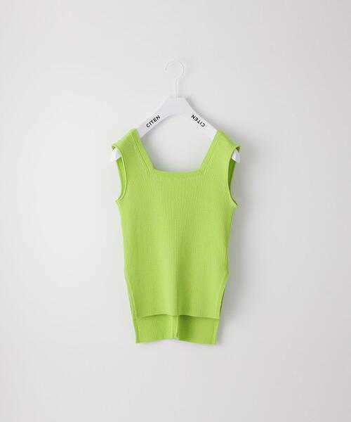 CITEN(シテン)の「<CITEN(シテン)>ディープスリットリブニットタンク(ニット/セーター・レディース・ブラック/ピンク/ライム/グレー・FREE)」の3枚目の写真