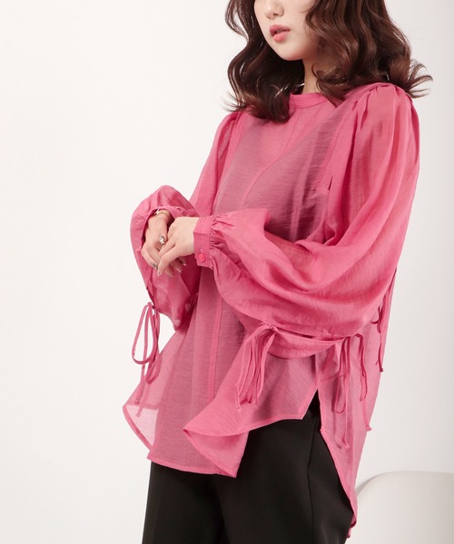 EACH.（イーチ）の「EACH シアーブラウス（シャツ/ブラウス・レディース・ピンク/ブルー/グリーン・FREE）」の3枚目の写真