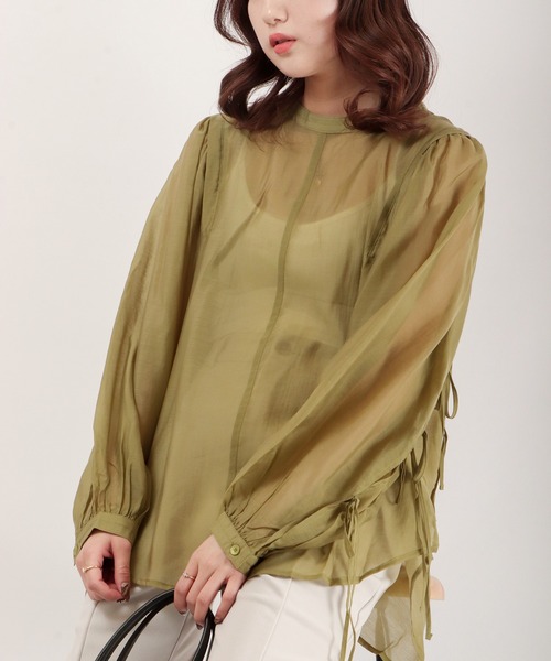 EACH.（イーチ）の「EACH シアーブラウス（シャツ/ブラウス・レディース・ピンク/ブルー/グリーン・FREE）」の7枚目の写真