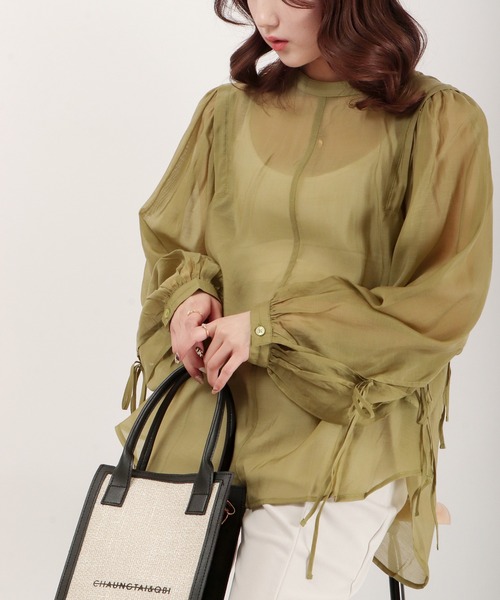 EACH.（イーチ）の「EACH シアーブラウス（シャツ/ブラウス・レディース・ピンク/ブルー/グリーン・FREE）」の6枚目の写真