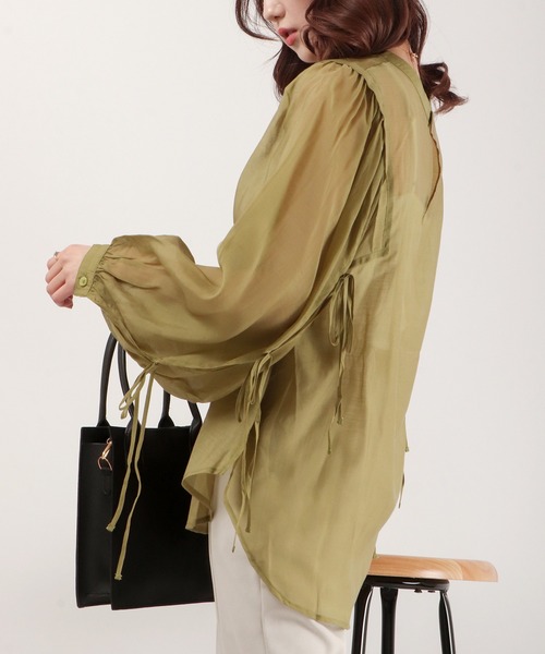 EACH.（イーチ）の「EACH シアーブラウス（シャツ/ブラウス・レディース・ピンク/ブルー/グリーン・FREE）」の8枚目の写真