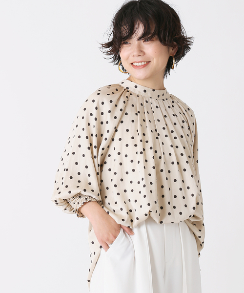 Simplicite(サンプリシテ)の「ドットシャーリングブラウス(シャツ/ブラウス・レディース・ブラック/ベージュ/ネイビー・FREE)」の3枚目の写真