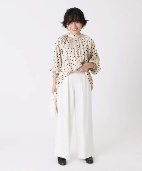 Simplicite(サンプリシテ)の「ドットシャーリングブラウス(シャツ/ブラウス・レディース・ブラック/ベージュ/ネイビー・FREE)」の5枚目の写真