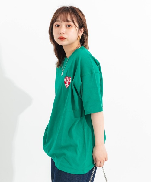 ワンポイント刺繍入りバックプリントアソートT（Tシャツ/カットソー