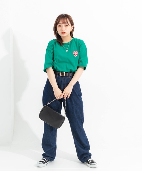 nemne store（ネンネストア）の「ワンポイント刺繍入りバックプリントアソートT（Tシャツ/カットソー・レディース・オフホワイト/グリーン/オートミール/スミクロ・フリー）」の13枚目の写真