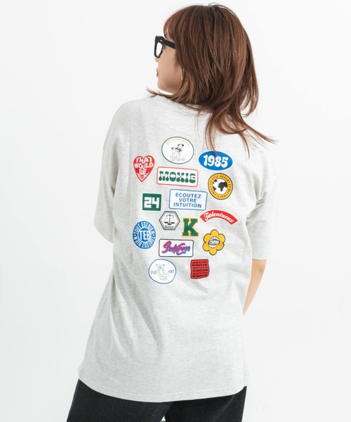 ワンポイント刺繍入りバックプリントアソートT（Tシャツ