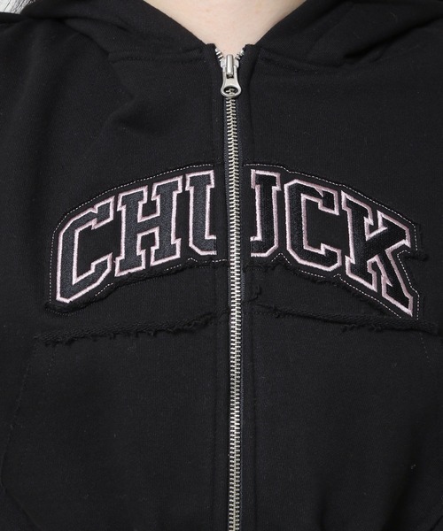 CHUCK(チャック)の「CHUCK/ダメージショートZIP 2274347(パーカー・レディース・ブラック・FREE)」の11枚目の写真