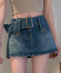 デニム台形ミニスカパン
