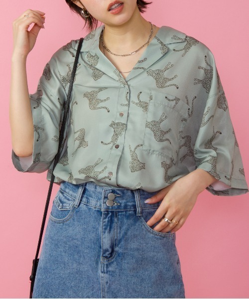 SpRay(スプレイ)の「ヒョウ柄オープンカラーシャツ(シャツ/ブラウス・レディース・ベージュ/オフホワイト/ライトカーキ・FREE)」の17枚目の写真