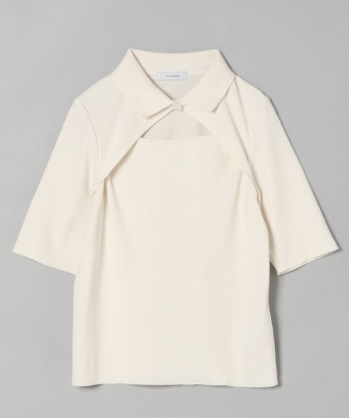 JEANASIS（ジーナシス）の「フロントオープンリブT5S/287011（Tシャツ/カットソー・レディース・ブラック/オフホワイト・FREE）」の3枚目の写真