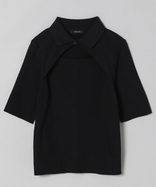 JEANASIS（ジーナシス）の「フロントオープンリブT5S/287011（Tシャツ/カットソー・レディース・ブラック/オフホワイト・FREE）」の4枚目の写真