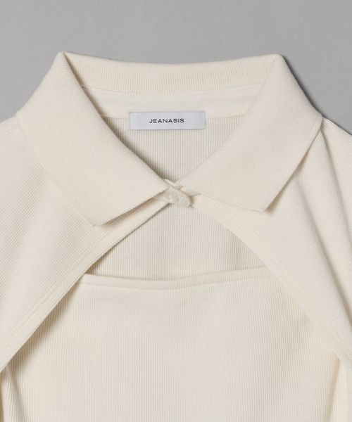 JEANASIS（ジーナシス）の「フロントオープンリブT5S/287011（Tシャツ/カットソー・レディース・ブラック/オフホワイト・FREE）」の6枚目の写真