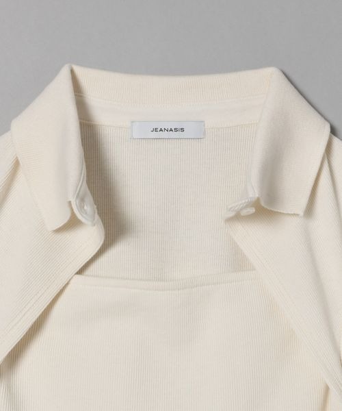 JEANASIS（ジーナシス）の「フロントオープンリブT5S/287011（Tシャツ/カットソー・レディース・ブラック/オフホワイト・FREE）」の7枚目の写真