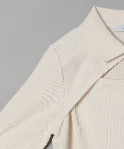 JEANASIS（ジーナシス）の「フロントオープンリブT5S/287011（Tシャツ/カットソー・レディース・ブラック/オフホワイト・FREE）」の8枚目の写真