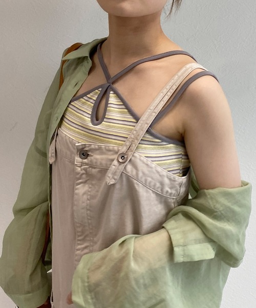 w closet（ダブルクローゼット）の「テレコカップ付きキャミソール（キャミソール・レディース・イエロー系その他/ブルー系その他/オフホワイト/ブラック・FREE）」の4枚目の写真