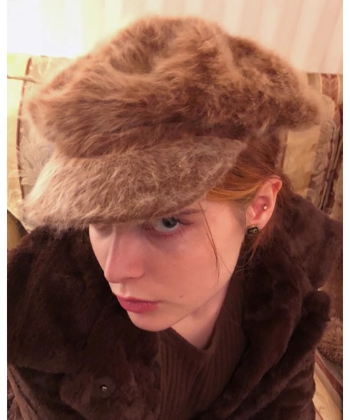 epine（エピヌ）の「mohair fur casquette（キャスケット・レディース・ブラウン・FREE）」の2枚目の写真