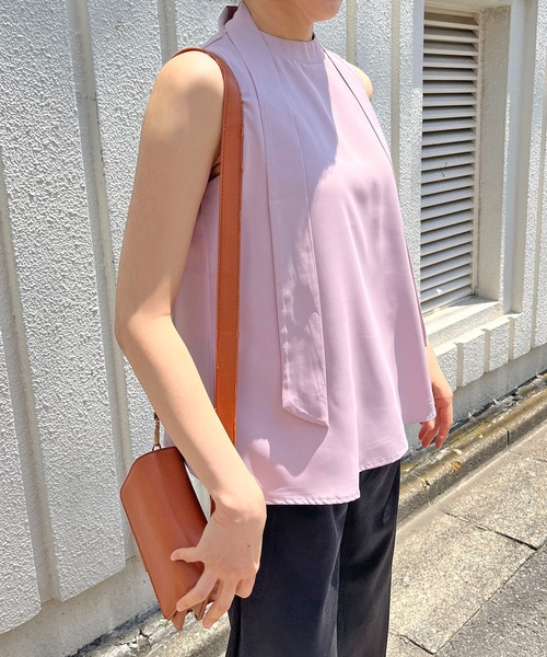 Jewelobe（ジュエローブ）の「バックリボンAラインノースリトップス（シャツ/ブラウス・レディース・ホワイト/グリーン/ブルー/パープル・M/S）」の15枚目の写真