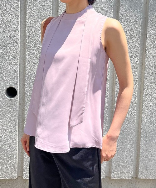 Jewelobe（ジュエローブ）の「バックリボンAラインノースリトップス（シャツ/ブラウス・レディース・ホワイト/グリーン/ブルー/パープル・M/S）」の16枚目の写真
