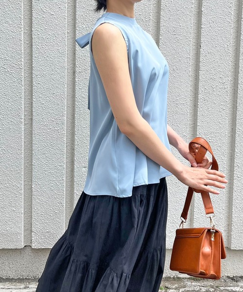 Jewelobe（ジュエローブ）の「バックリボンAラインノースリトップス（シャツ/ブラウス・レディース・ホワイト/グリーン/ブルー/パープル・M/S）」の20枚目の写真