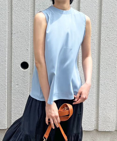 Jewelobe（ジュエローブ）の「バックリボンAラインノースリトップス（シャツ/ブラウス・レディース・ホワイト/グリーン/ブルー/パープル・M/S）」の22枚目の写真