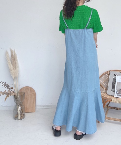 AS KNOW AS plus(アズノゥアズプラス)の「●裾切替スリットキャミワンピース(ワンピース・レディース・サックスブルー/ブルー/オフホワイト・FREE)」の7枚目の写真