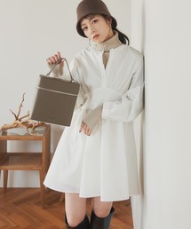 ウエストリブギャザーチュニック/ミニブラウス