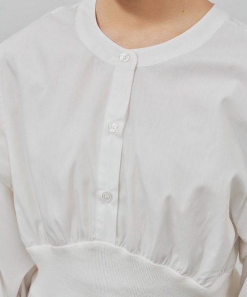 VANNIE U(ヴァニーユー)の「ウエストリブギャザーチュニック/ミニブラウス(シャツ/ブラウス・レディース・ホワイト/ブラック・FREE)」の21枚目の写真