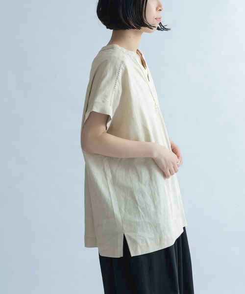 FORK&SPOON（フォークアンドスプーン）の「FORK&SPOON　フレンチロールスリーブブラウス（シャツ/ブラウス・レディース・ブラック/ベージュ・1）」の22枚目の写真