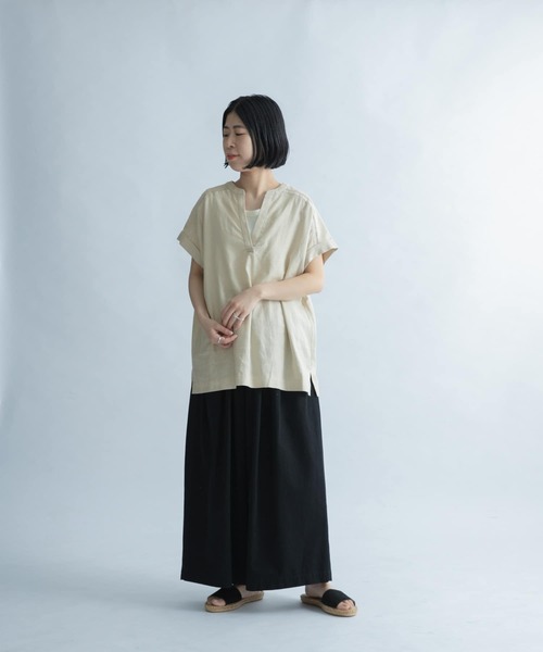 FORK&SPOON（フォークアンドスプーン）の「FORK&SPOON　フレンチロールスリーブブラウス（シャツ/ブラウス・レディース・ブラック/ベージュ・1）」の19枚目の写真