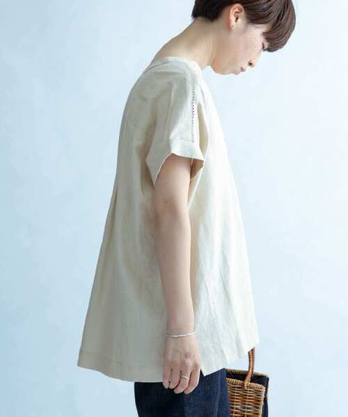 FORK&SPOON（フォークアンドスプーン）の「FORK&SPOON　フレンチロールスリーブブラウス（シャツ/ブラウス・レディース・ブラック/ベージュ・1）」の14枚目の写真