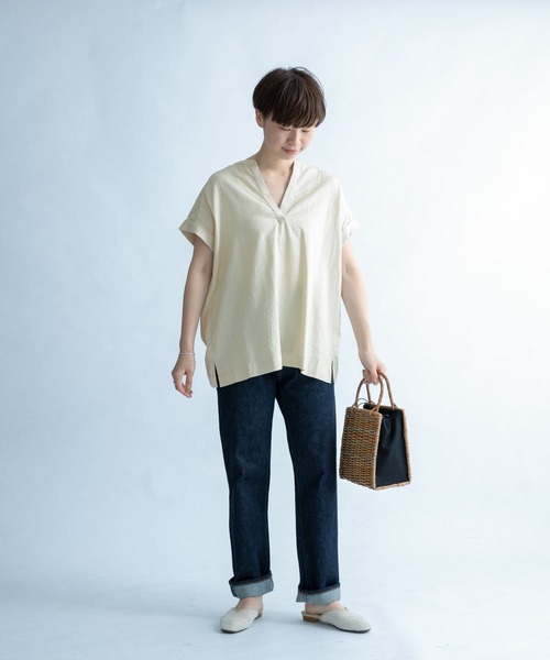 FORK&SPOON（フォークアンドスプーン）の「FORK&SPOON　フレンチロールスリーブブラウス（シャツ/ブラウス・レディース・ブラック/ベージュ・1）」の13枚目の写真