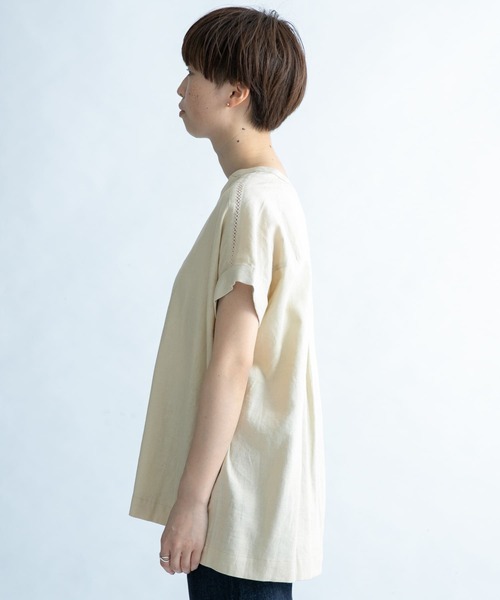 FORK&SPOON（フォークアンドスプーン）の「FORK&SPOON　フレンチロールスリーブブラウス（シャツ/ブラウス・レディース・ブラック/ベージュ・1）」の11枚目の写真