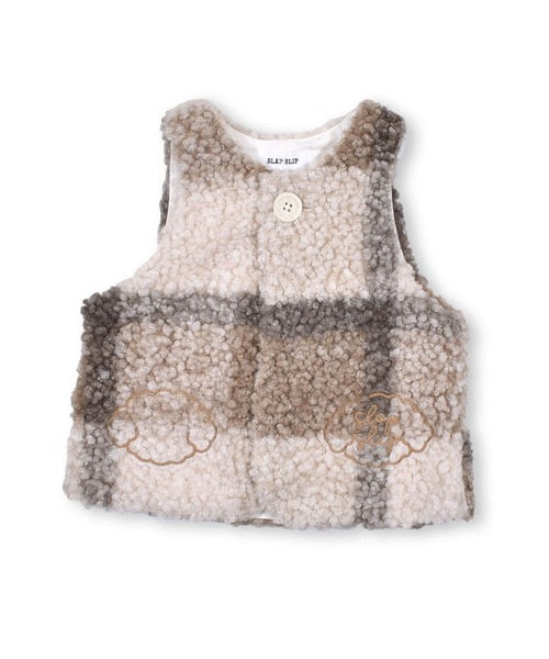 SLAP SLIP BABY（スラップスリップベビー）の「SLAPSLIPBABY/アニマルモチーフ刺繍ボアベストベビー(70~80cm)（ベスト・キッズ・オフホワイト/ピンク/ベージュ系その他・ONESIZE）」の3枚目の写真