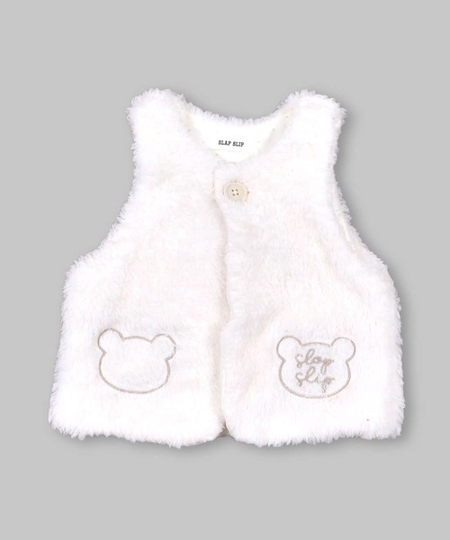 SLAP SLIP BABY（スラップスリップベビー）の「SLAPSLIPBABY/アニマルモチーフ刺繍ボアベストベビー(70~80cm)（ベスト・キッズ・オフホワイト/ピンク/ベージュ系その他・ONESIZE）」の2枚目の写真