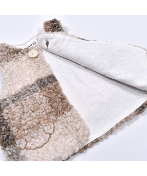 SLAP SLIP BABY（スラップスリップベビー）の「SLAPSLIPBABY/アニマルモチーフ刺繍ボアベストベビー(70~80cm)（ベスト・キッズ・オフホワイト/ピンク/ベージュ系その他・ONESIZE）」の6枚目の写真