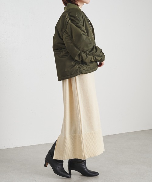 COLLAGE GALLARDAGALANTE（コラージュガリャルダガランテ）の「アルパカタッチバックスリットハイネックニットワンピース/手洗い可/WEB限定（ワンピース・レディース・チャコールグレー/アイボリー/モカ・FREE）」の6枚目の写真