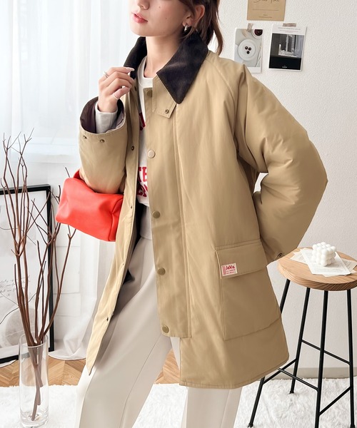 Java（ジャバ）の「《JaVaジャバ コラボ》冬の相棒。配色衿ボリューム中綿ブルゾン（モッズコート・レディース・ブラック/ベージュ/カーキ・LARGE/X-LARGE/MEDIUM）」の4枚目の写真