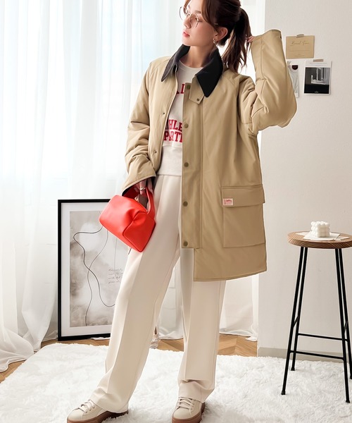 Java（ジャバ）の「《JaVaジャバ コラボ》冬の相棒。配色衿ボリューム中綿ブルゾン（モッズコート・レディース・ブラック/ベージュ/カーキ・LARGE/X-LARGE/MEDIUM）」の5枚目の写真