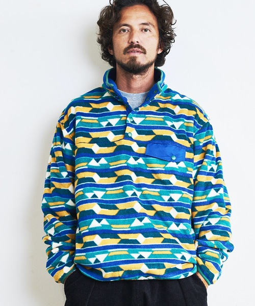 COMMON WARE（コモンウェアー）の「COMMONWARE:OUTDOOR FLEESE SNAP SHIRTS/フリース スタンド スナップシャツ（ミリタリージャケット・メンズ・グリーン/ブラック/オートミール/モカ・L/M）」の18枚目の写真