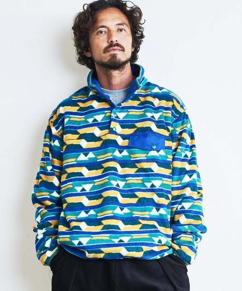 COMMON WARE（コモンウェアー）の「COMMONWARE:OUTDOOR FLEESE SNAP SHIRTS/フリース スタンド スナップシャツ（ミリタリージャケット・メンズ・グリーン/ブラック/オートミール/モカ・L/M）」の20枚目の写真