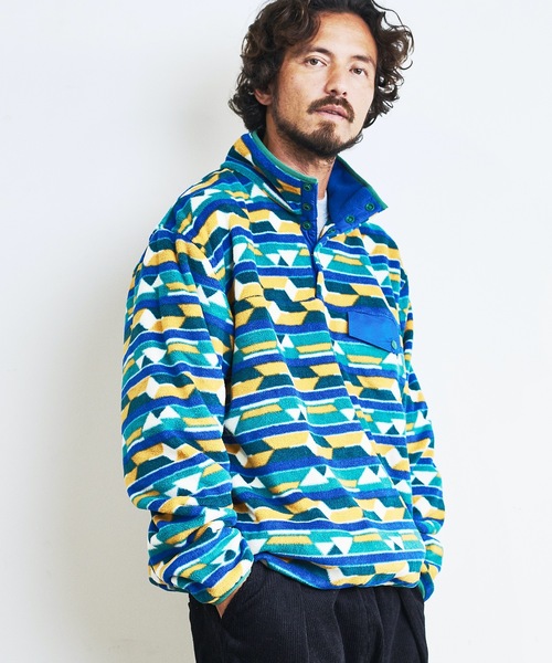 COMMON WARE（コモンウェアー）の「COMMONWARE:OUTDOOR FLEESE SNAP SHIRTS/フリース スタンド スナップシャツ（ミリタリージャケット・メンズ・グリーン/ブラック/オートミール/モカ・L/M）」の21枚目の写真