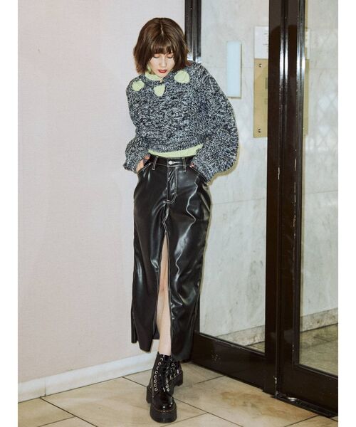 jouetie（ジュエティ）の「スリットロングスカパン（スカート・レディース・クリア/ライトブルー/ブラック・SMALL/MEDIUM）」の4枚目の写真