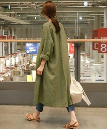 ノーカラーロングカーディガン