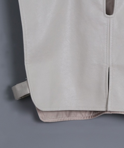 &g'aime（アンジェム）の「【&g’aime】レザーショートベスト（ベスト・レディース・ブラック/ブラウン/グレイッシュベージュ・FREE）」の8枚目の写真