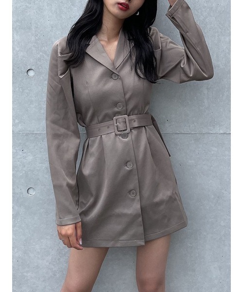 ENVYM（アンビー）の「スーツワンピ（ワンピース・レディース・ブラック/グレー・FREE）」の2枚目の写真