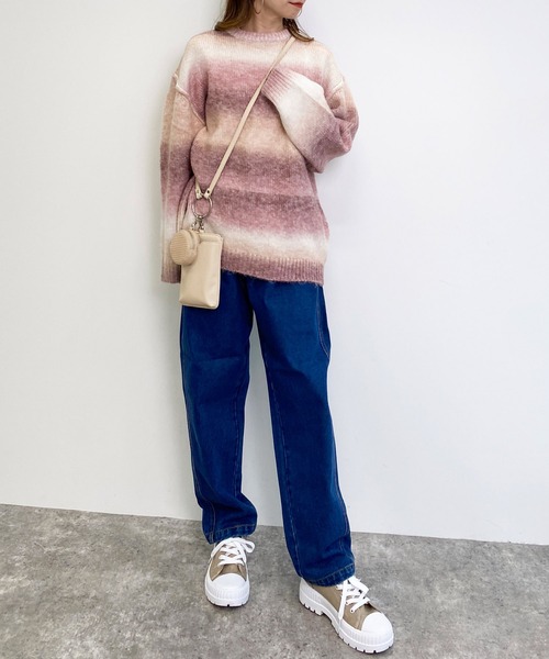 INGNI(イング)の「グラデーションロング丈ニットトップス(ニット/セーター・レディース・ピンク/ブルー/グリーン・M)」の9枚目の写真